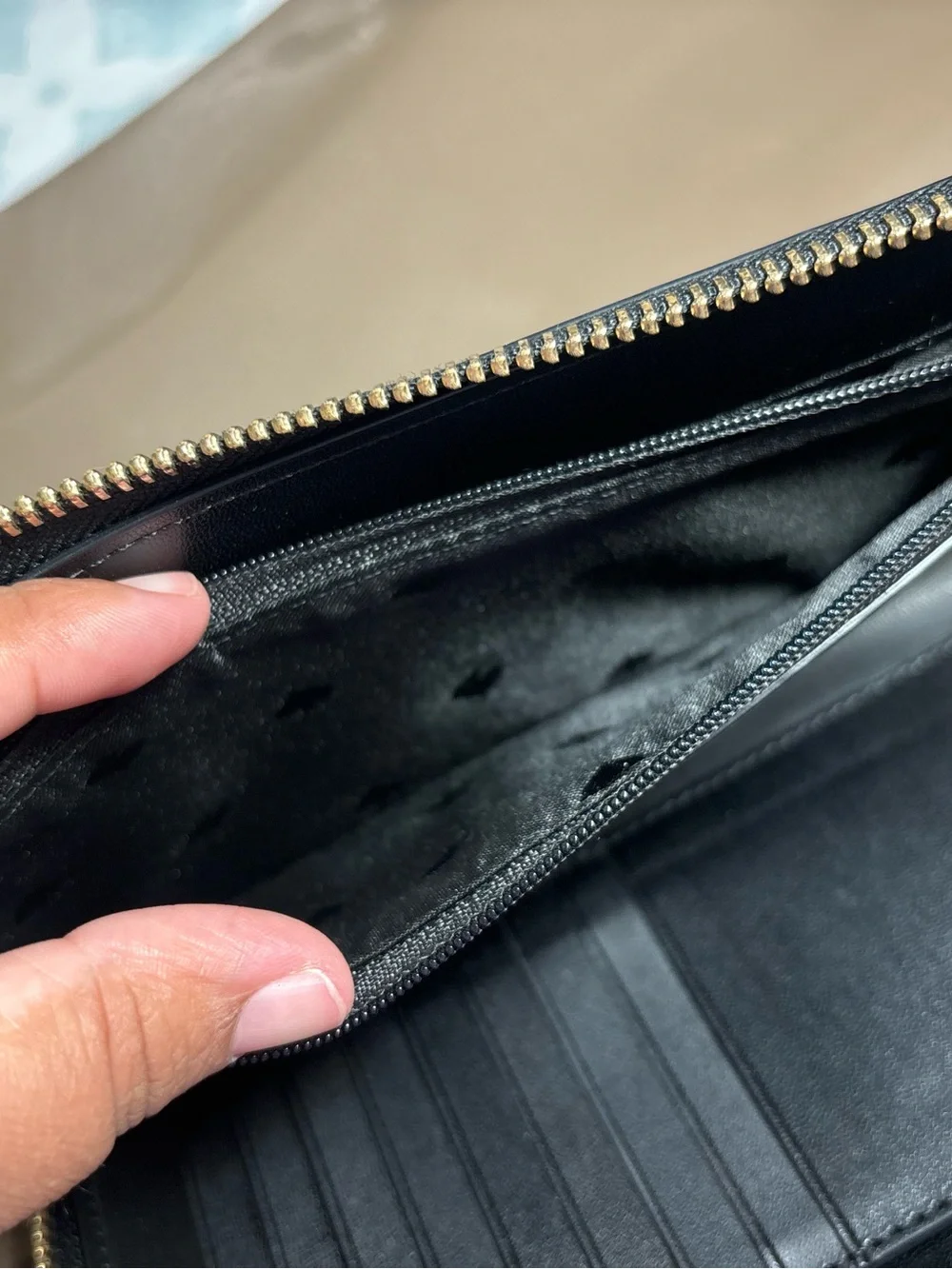kate spade Black Zip-Around Saffiano Wristlet
